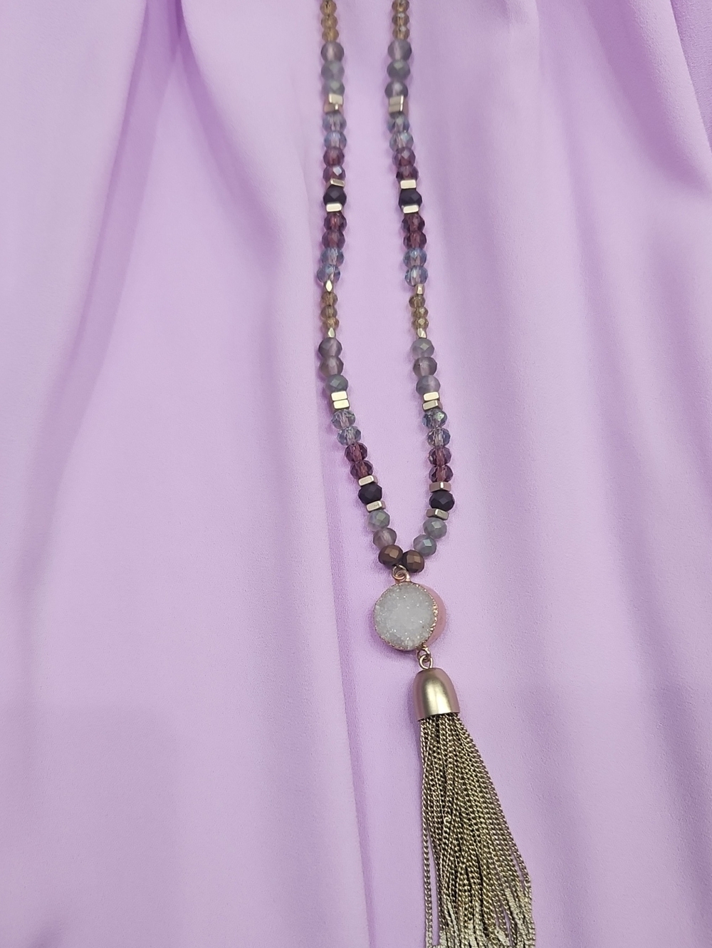 Delicate Beaded Tassel Necklace in Multicolor